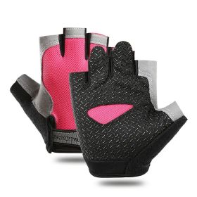 Breathable Fitness Gloves Gym Weightlifting Thin Non-slip Half Finger Cycling Gloves Equipment Yoga Bodybuilding Training Sports Pink Color (size: XL)